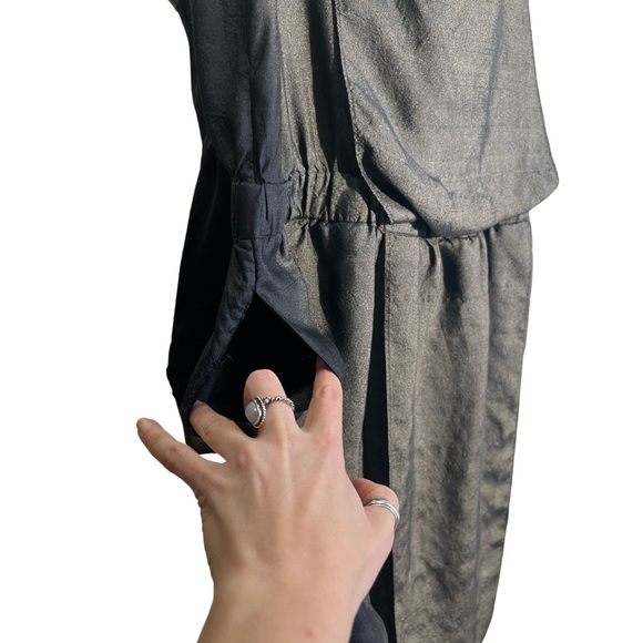 Calvin Klein Metallic Black Sleeveless Silk Dress Size: 0 - Picture 5 of 6